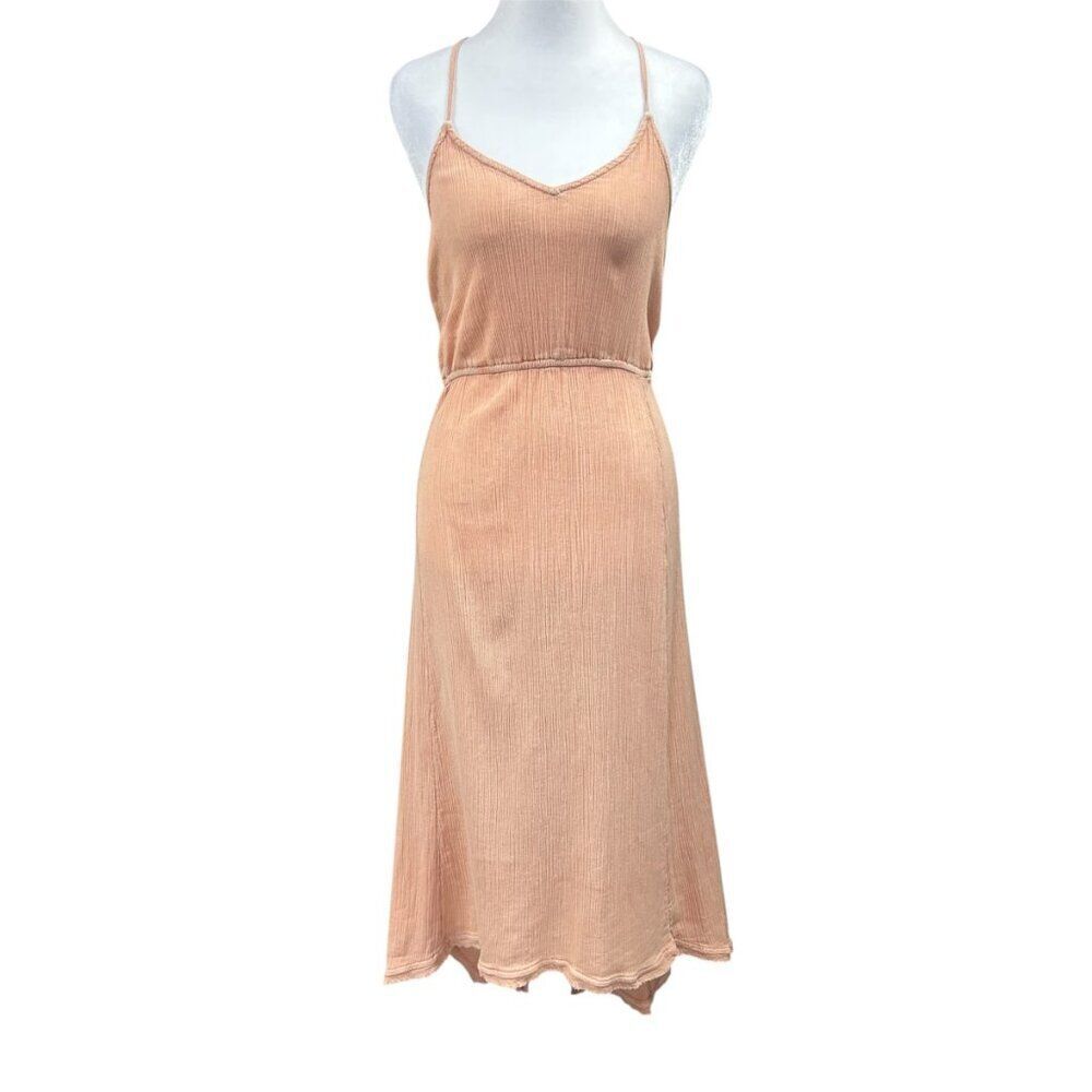 Daily Practice Anthropologie Gauze Midi Dress Womens Size S Peach